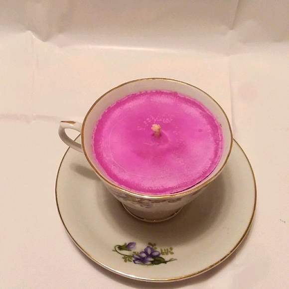 🩷💜Teacup Candle on Saucer Victorian Floral Garden - Picture 6 of 8